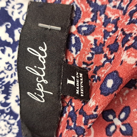 Lipslide Pullover Blouse Top V Neck Ruffled Cap Sleeve L - Picture 4 of 6